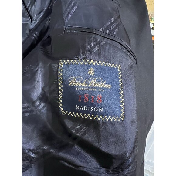 Brooks Brothers Blazer Sz 48R Navy Gold Button Madison 1818 Vitale Barberis Wool - Picture 3 of 9